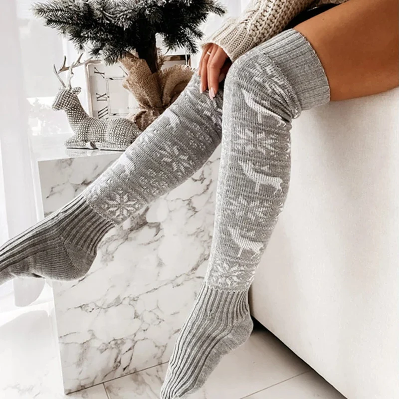Title 5, Jacquard Over The Knee Pile Stockings Floor Lon...