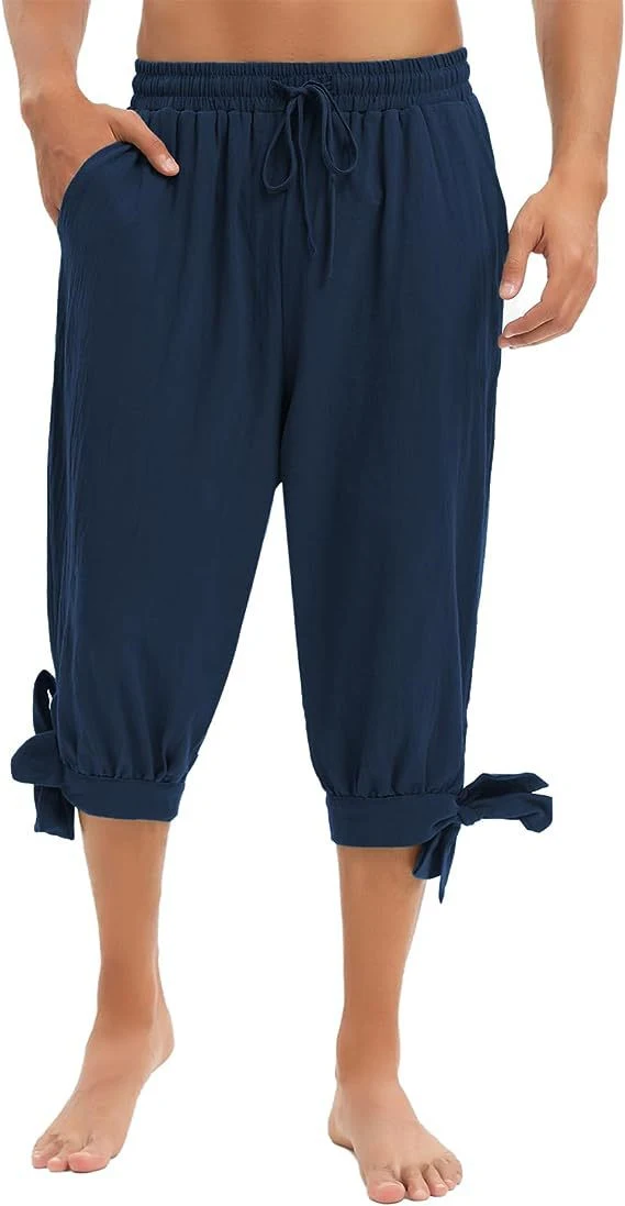 Men's Cotton and Linen Trousers with Ankle Strap, Medieval Viking Style, Comfortable and perfect for an authentic everyd — photo 6