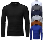 Suéter fino de malha primavera/outono Gola alta Camiseta de baixo Camada base leve e respirável Conforto e versatilidade Perfeito para sobreposições — foto 1
