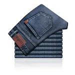 Men's straight slim-fit stretch jeans. Comfortable and stylish for everyday wear. Durable denim pants with a modern look — photo 3