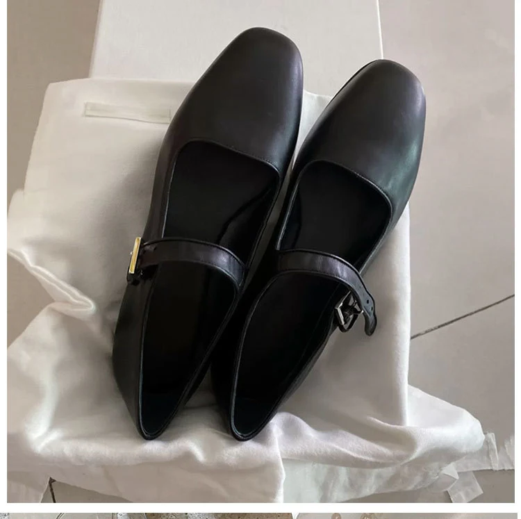 Title 8, Retro Square Toe Mary Jane Ballet Flats with Bu...