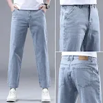 Heren Slim Fit Cropped Jeans Lichtgekleurd Casual Broek Licht en Comfortabel voor een Moderne Look Perfect voor de Zomer — foto 4