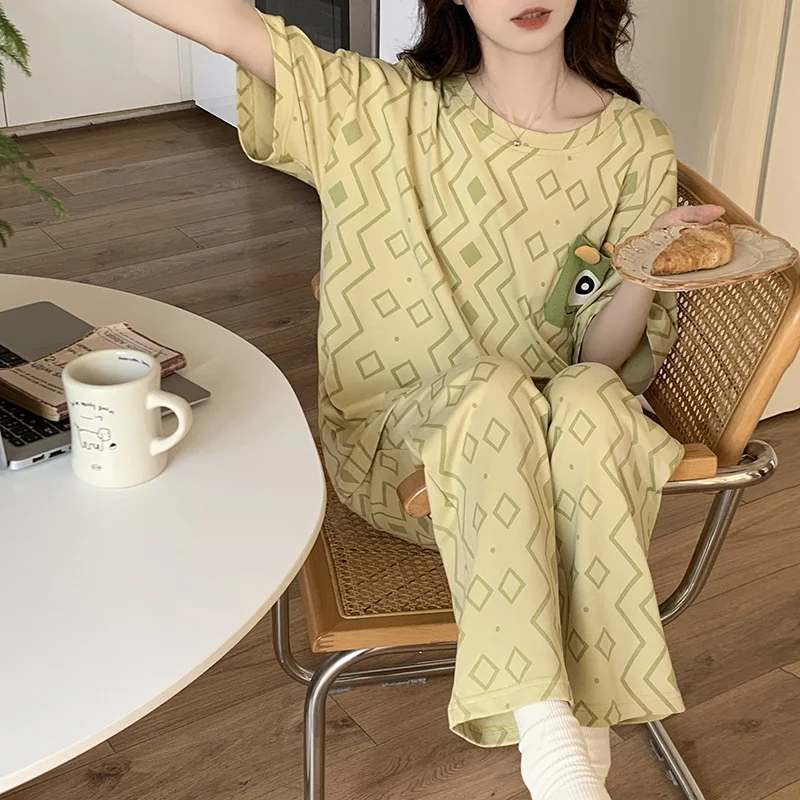 Summer Pajamas Women's Short-sleeved Trousers Cotton Two-piece Set — photo 28