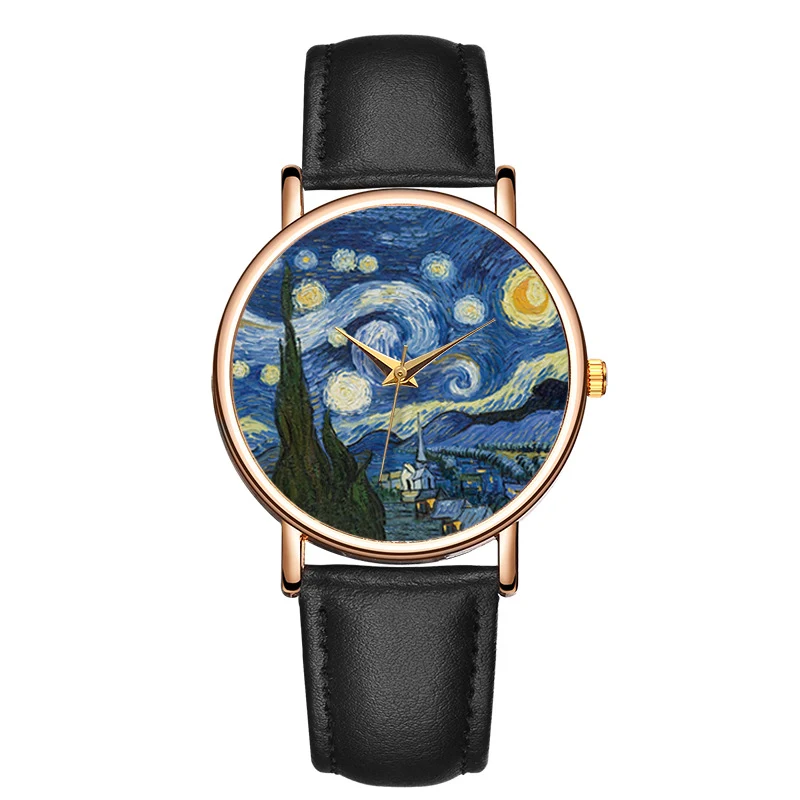 Relógio popular com mostrador de arte impressionista e estilo casual fashion. Perfeito para uso diário. Um acessório estiloso. — foto 3