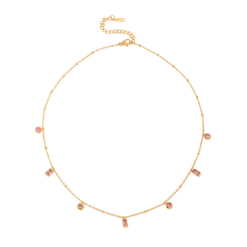 Colar de borla de zircão refinado Estilo férias Corrente de clavícula francesa avançada. Charme e sofisticação para seus looks. — foto 2