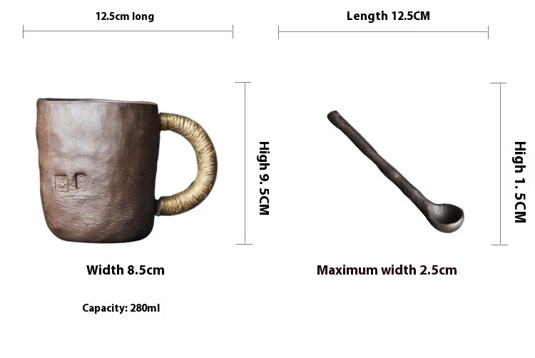 Large Hand-Pinching Retro Stoneware Master Water Cup with Matching Soup Spoon - Enjoy Water or Drinks in Style – Unique — photo 6