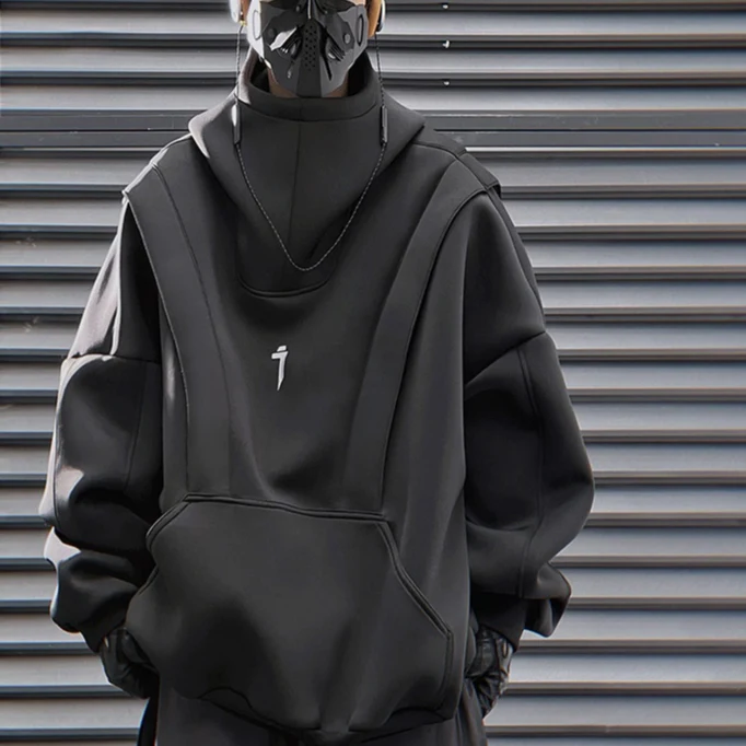 Moletom com capuz casual solto masculino, novo e moderno, "Spacewalk Machine Armor". Top com estilo único e confortável para homens descolados. — foto 4