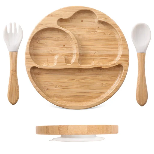 Title 5, Bamboo and Wood Childrens Suction Cup Tablewar...