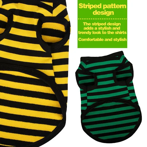 Title 3, Summer Thin Cotton Striped Vest Dog Clothes. Br...