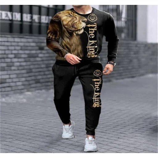 Title 2, Mens 3D Digital Print Long Sleeve Shorts Round...