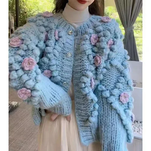 Title 2, Sweater Gentle Three-dimensional Flower Top For...