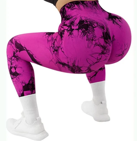 Tie-dyed High Waist Hip Lift Fitness Trousers, Sports Skinny Running Sexy. Designed to enhance your figure while providi — photo 4