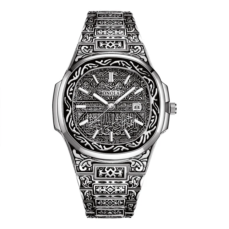 Relógio Masculino Retro à Prova D'água com Pulseira de Aço. Um relógio de comércio exterior com estilo clássico e durabilidade. — foto 6