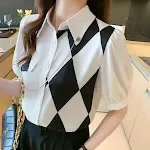 Summer New Style Printed Short-Sleeved Chiffon Shirt Blouse — photo 3