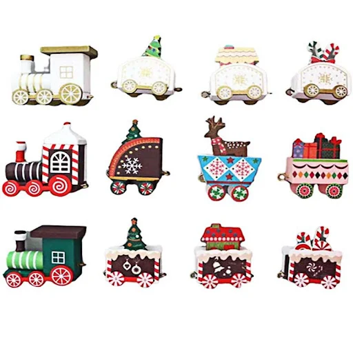 Title 2, Small Wooden Train Christmas Party Childrens T...