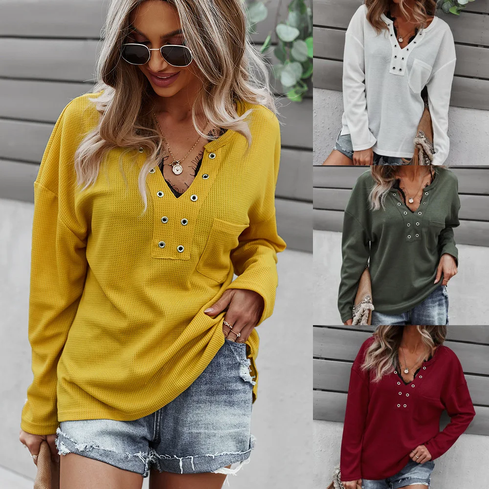 Title 6, Fashion Womens Solid Color Knitted Sweater Tre...