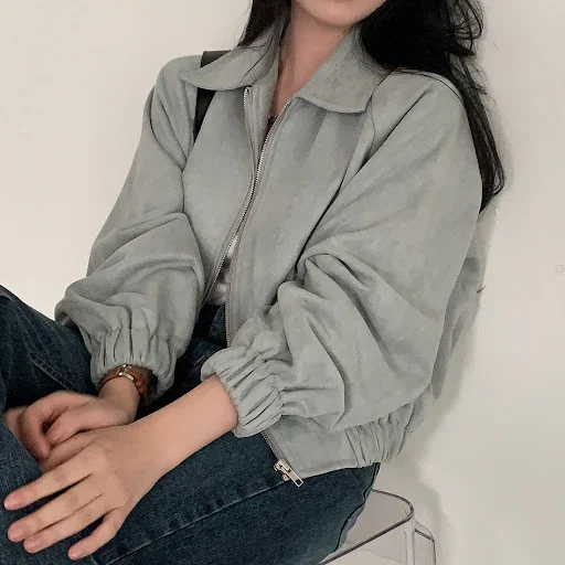 Title 29, Retro Lapel Loose Zip Long Sleeve Short Coat of...