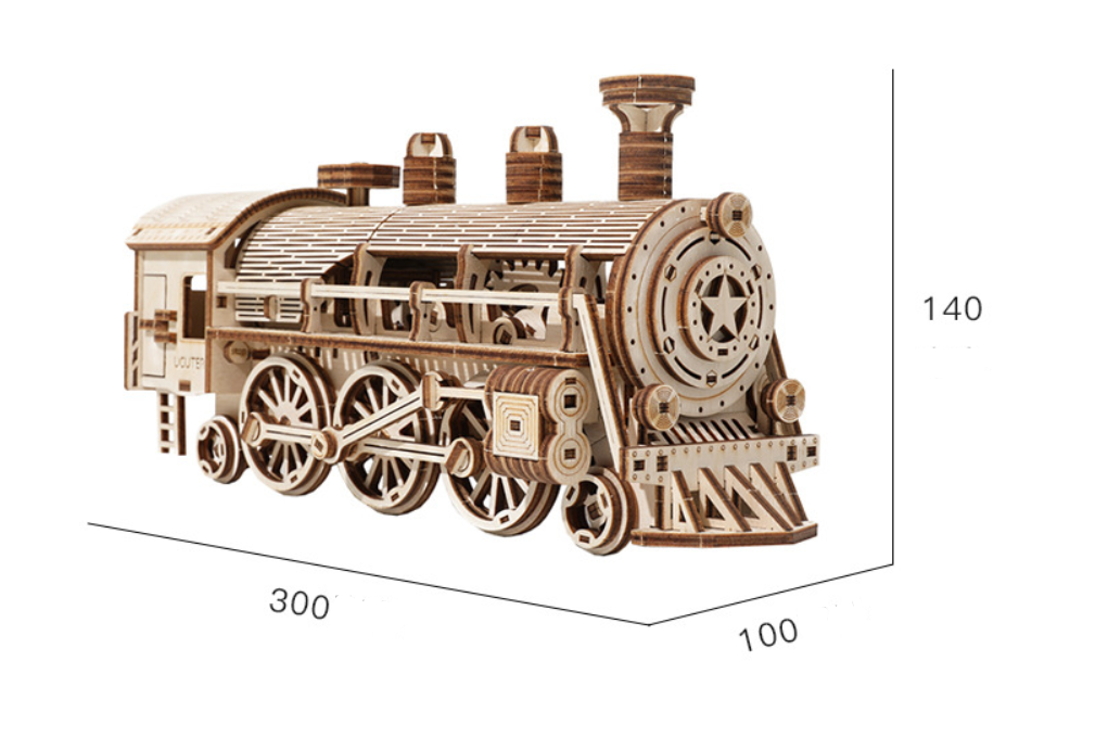 Title 1, DIY Wooden Steam Train Three-dimensional Puzzle...