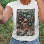 T-shirt casual com gola redonda com impressão digital europeia e americana — foto 2