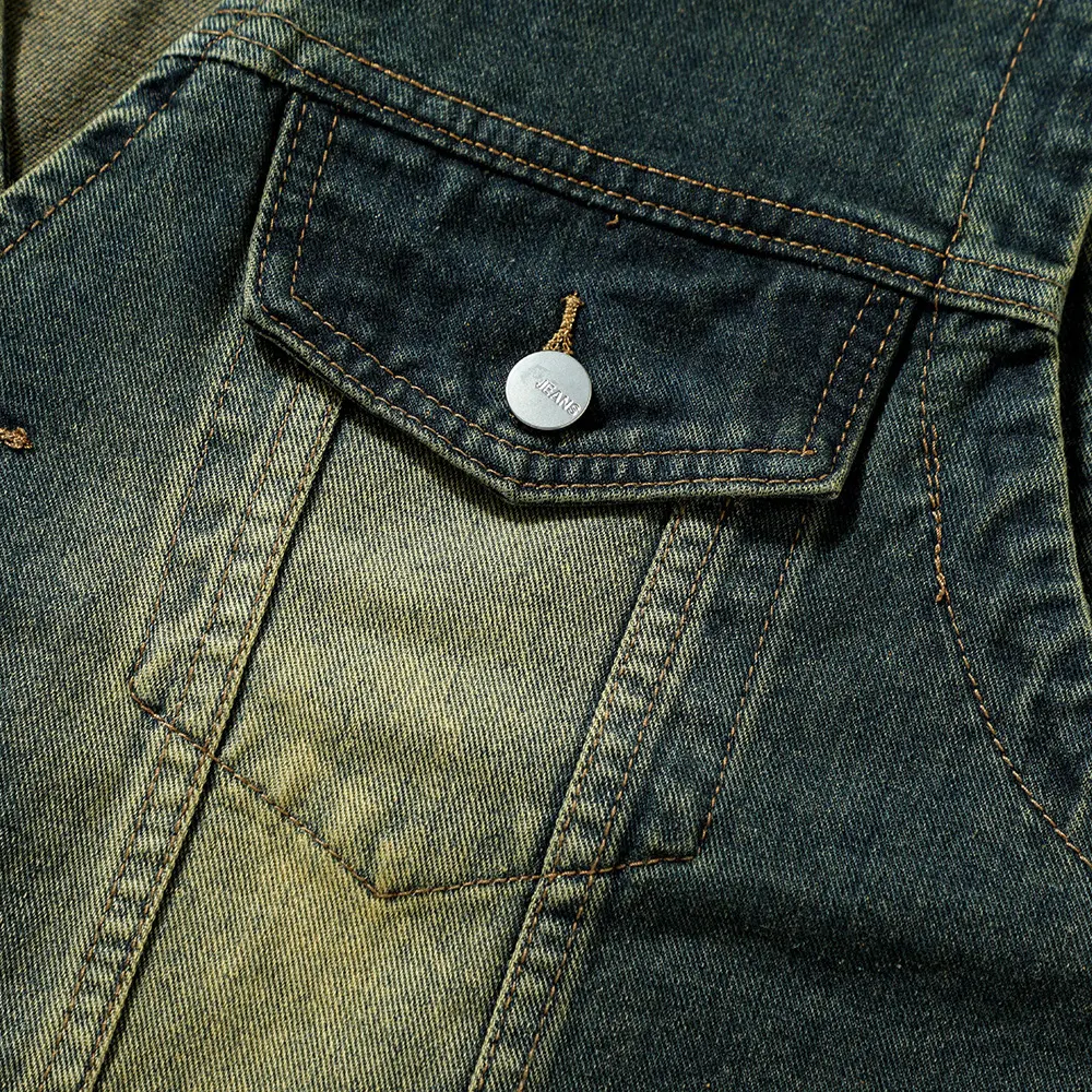 Colete de brim masculino com múltiplos bolsos, decote em V e design de vestido, perfeito para um visual casual e funcional. — foto 16
