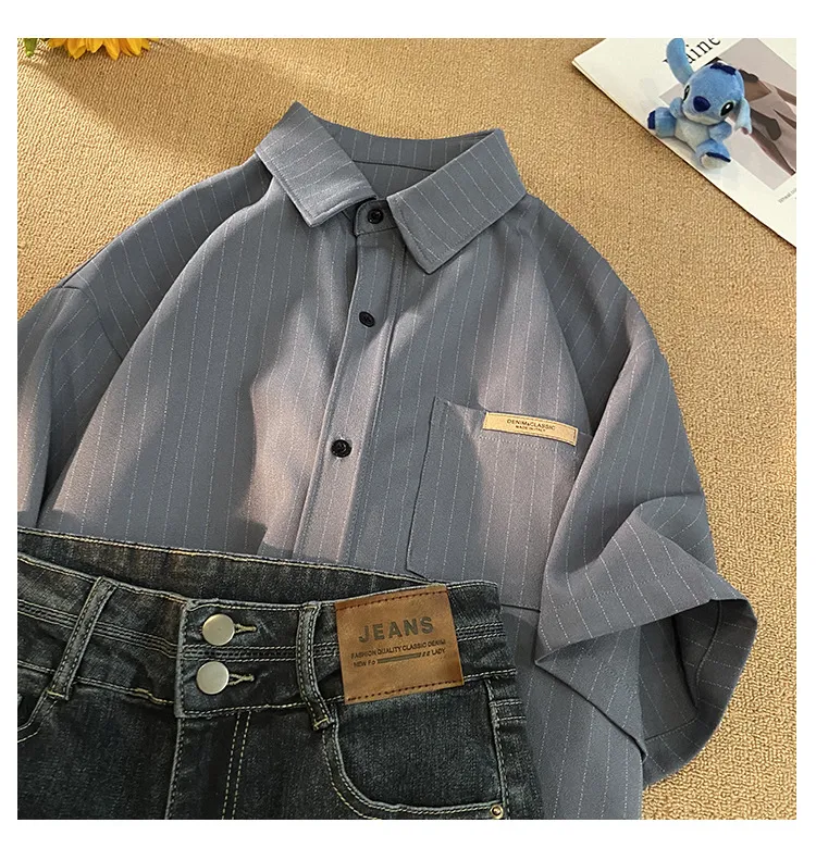 Title 16, High-grade Striped Shirt Casual Loose Thin Coat