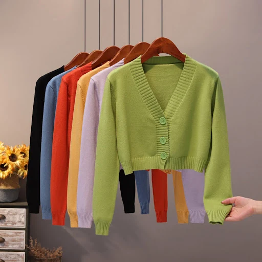 Title 7, V Neck Sweater Thin Sweater Small Coat High Wai...