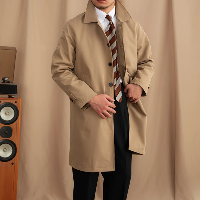 Men's Lapel Single Breasted Business Casual Mid-length Trench Coat, perfect for a professional, stylish look for work or — photo 8