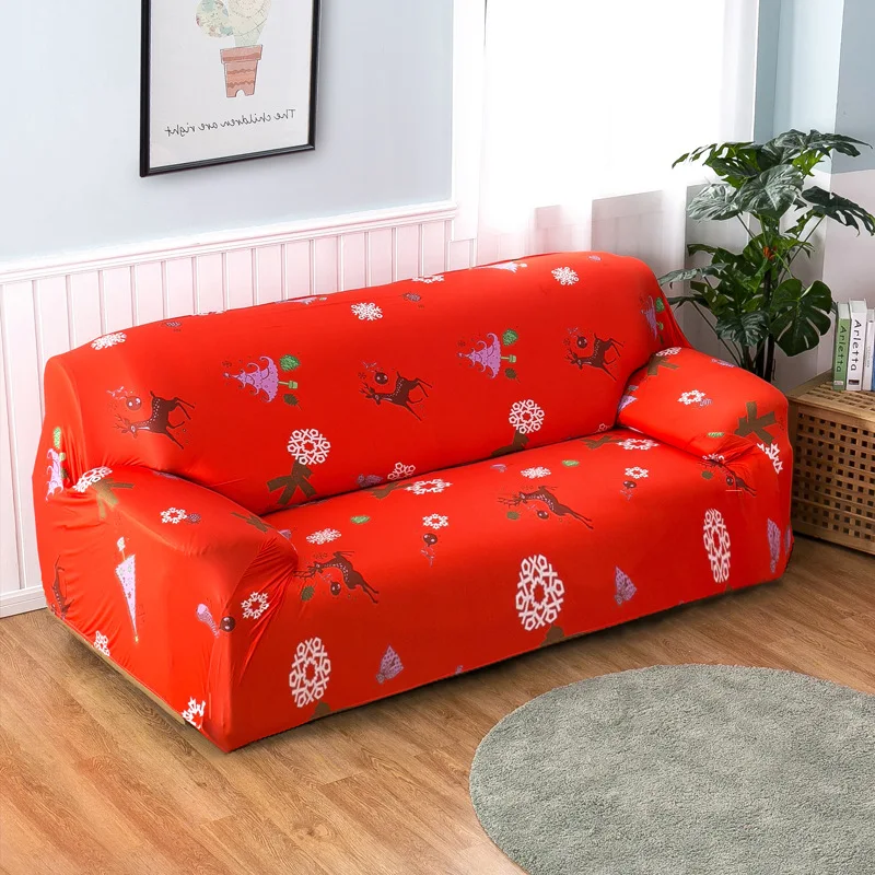 Capa de sofá natalina extensível, completa. Cobertura total para seu sofá. Renove, proteja e decore. Fácil de colocar, lavável. — foto 7