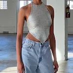 Top sem costas reflexivo da nova moda feminina europeia e americana — foto 2
