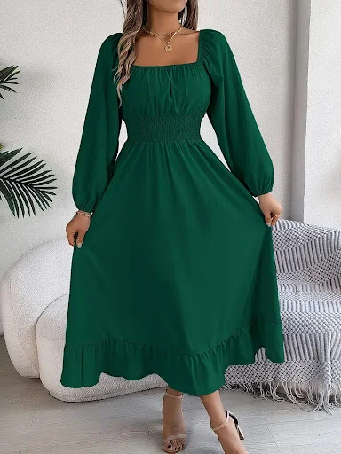 Title 10, Elegant Casual Ruffled Solid Color Square Colla...