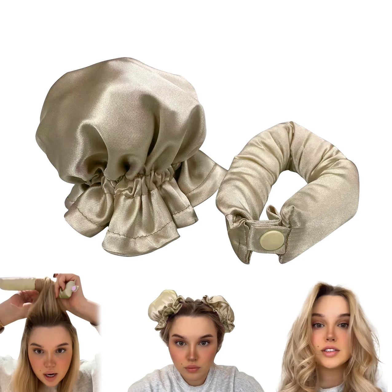 Modelador de cachos sem calor com capa de tecido e bolinha fofa, crie ondas e penteados com este modelador de cabelo prático. — foto 94
