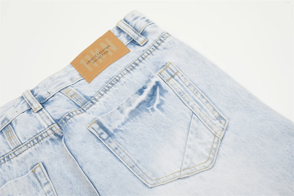 Title 3, Mens Loose Wash Light Color Denim Trousers, Co...