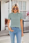 New Fashion Lacework Round Neck Top Summer Puff Sleeves Hollow Design Loose Pleated T-shirt for Women's Clothing — photo 2