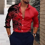 Camisa masculina de manga longa com estampa gradiente 3D, design moderno e confortável. Ideal para um visual casual e estiloso, perfeita para o dia a dia. — foto 4
