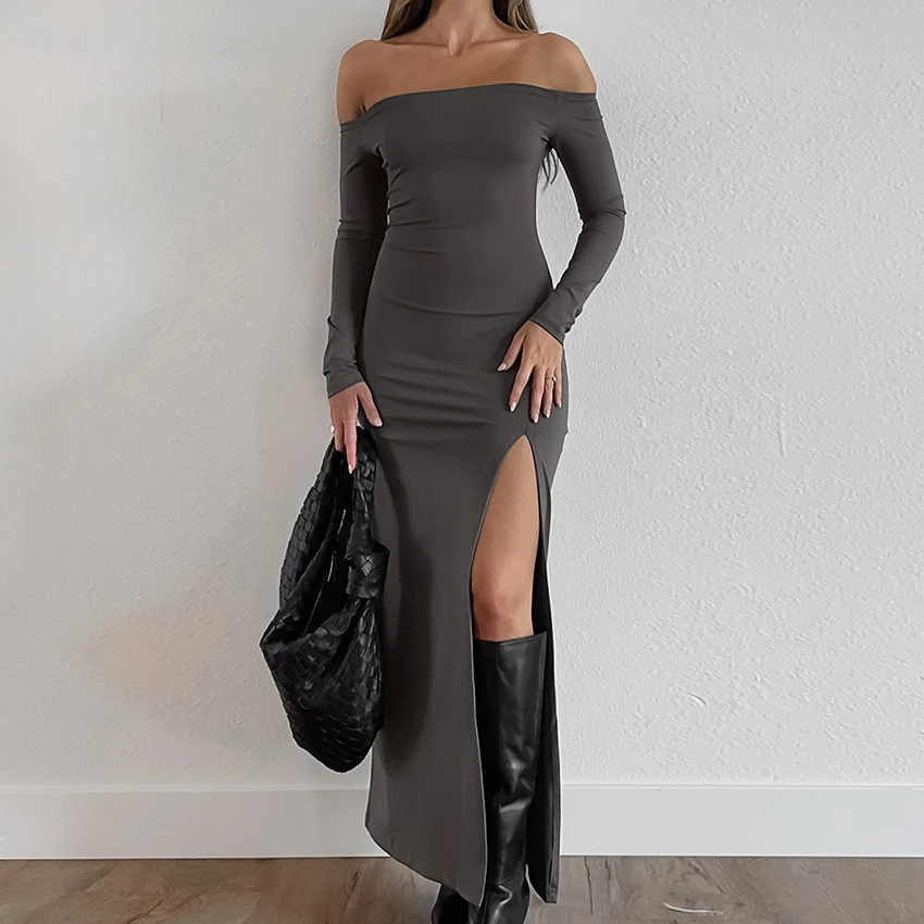 Off-shoulder splitontwerp Sierlijk Europees en Amerikaans — foto 2