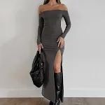 Off-shoulder splitontwerp Sierlijk Europees en Amerikaans — foto 2
