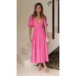 V-neck waist-tight mid-length dress. This dress offers a flattering fit, enhancing your figure and providing elegant sty — photo 18