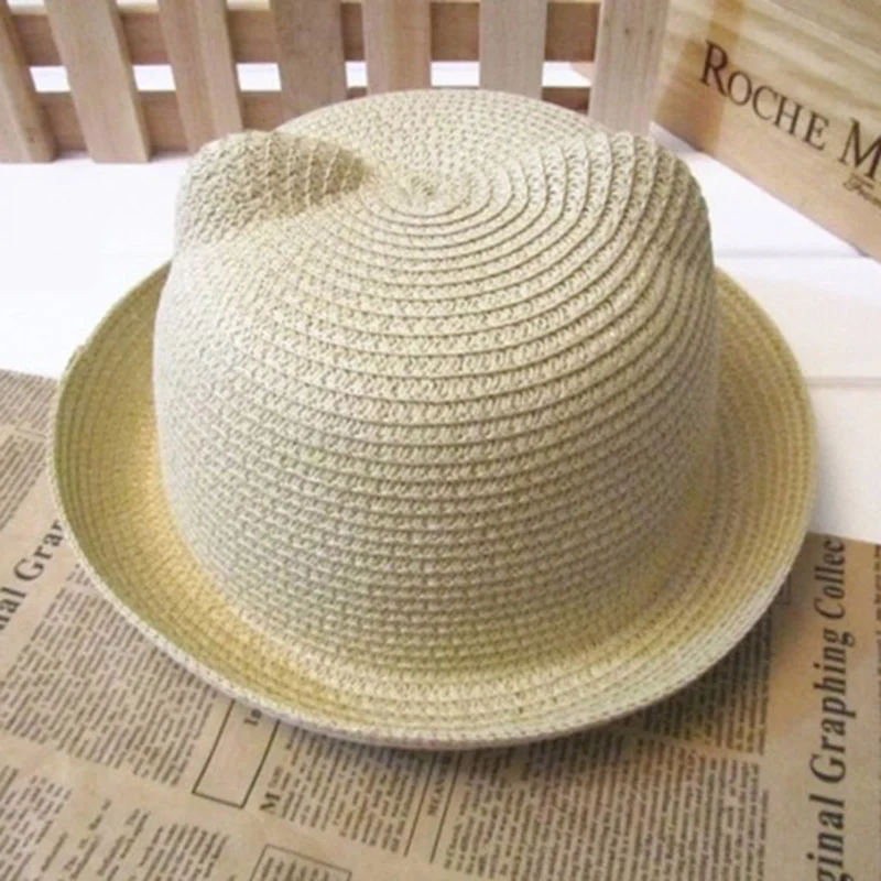 Title 5, Cute Cat Ears Straw Hat Sunhat, providing styli...