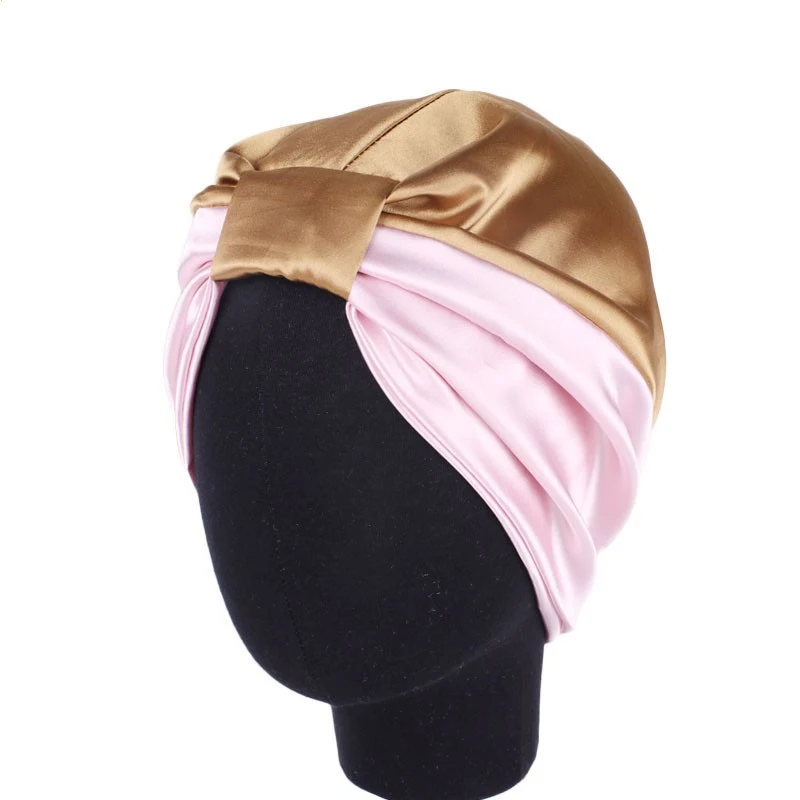 Title 2, Double-layer stretch satin turban for stylish h...
