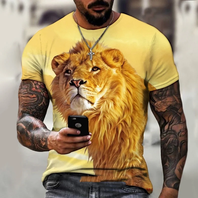 Animal Beast Lion Summer Men's T-Shirt. Comfortable and stylish summer tee featuring a lion design. Perfect for men who — photo 5