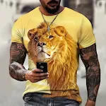 Animal Beast Lion Summer Men's T-Shirt. Comfortable and stylish summer tee featuring a lion design. Perfect for men who — photo 5