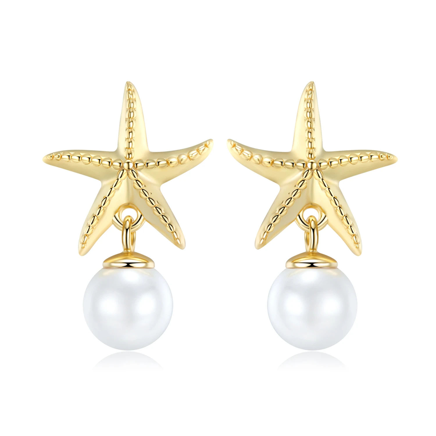 Brincos de estrela do mar em prata S925 com pérola de água doce. Design elegante e perfeito para um visual sofisticado e charmoso. — foto 3