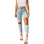 Wide-leg straight-leg ripped jeans Effortlessly stylish and comfortable denim. These jeans offer a relaxed fit and edgy — photo 2