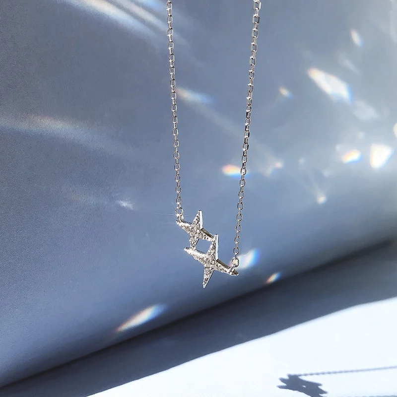 Collar Estrella de Cuatro Puntas para Novia Diseño de Nicho Clavícula I contra el Viento Frío Joyería Elegante y Delicada — foto 4