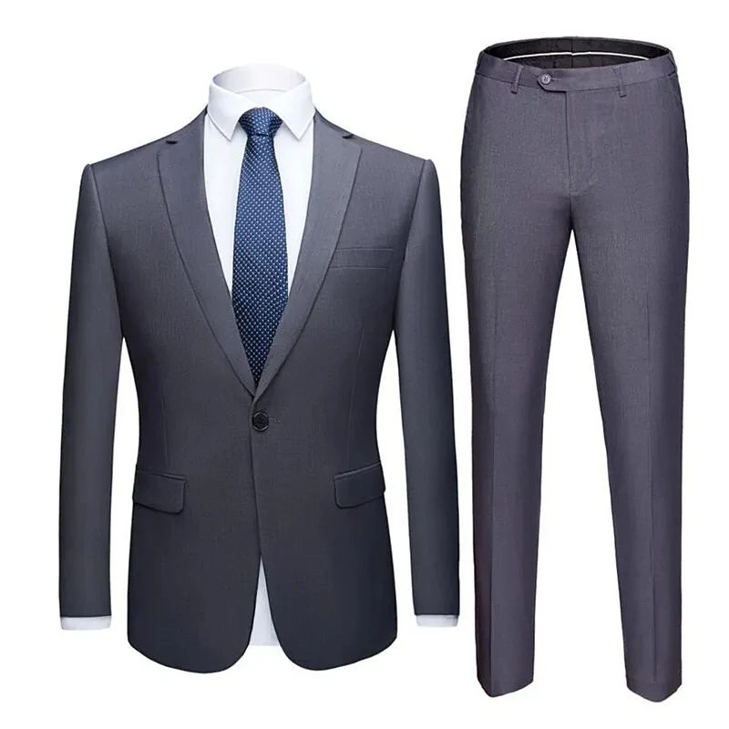 Title 4, Solid Color Two-piece Plus Size Mens Suit, pro...