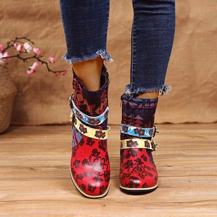 Title 4, Ladies mid-tube print stitching Martin boots of...