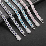 Colar e pulseira com corrente de açúcar rock zircon colorida com fivela flip para um brilho deslumbrante e estilo adaptável. — foto 34