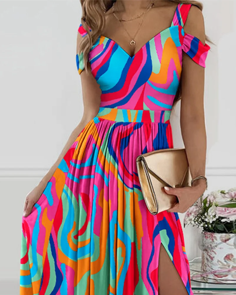 Title 2, Dames mouwloze split jurk met strass, een perfe...