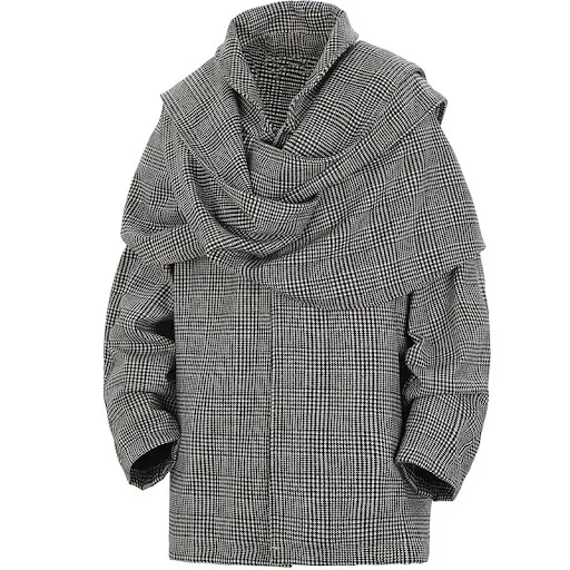 Title 5, Mens Double-Shoulder Scarf Woolen Coat, Loose ...