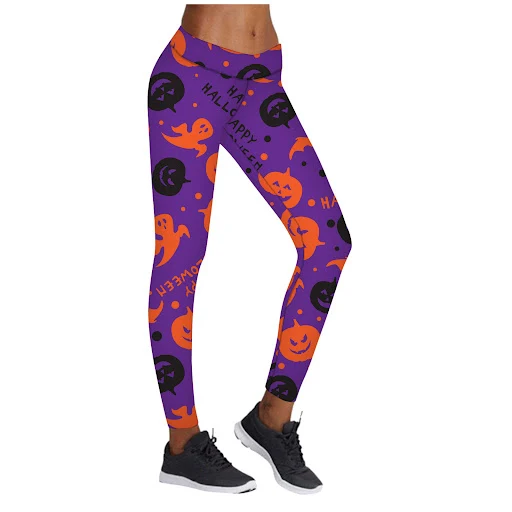 Title 2, Calças Legging Estampadas de Halloween Esportiv...